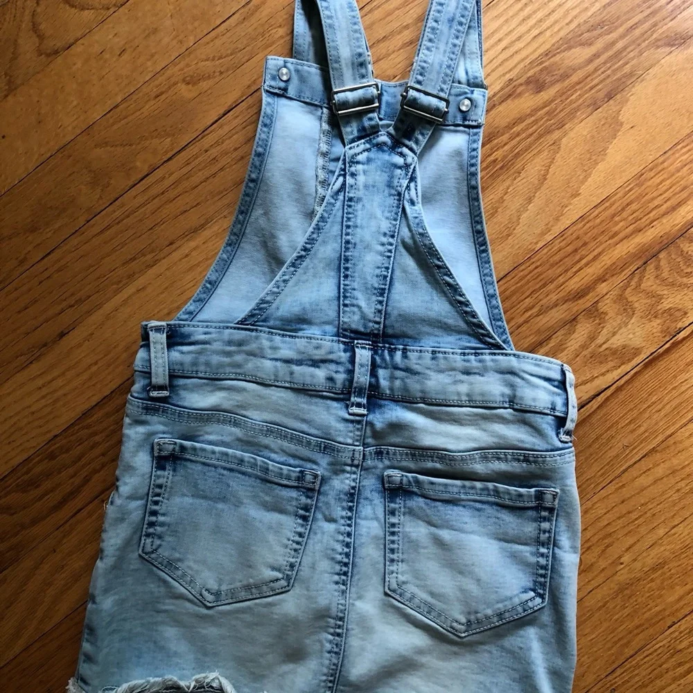 Justice Light Blue Denim Short Overalls